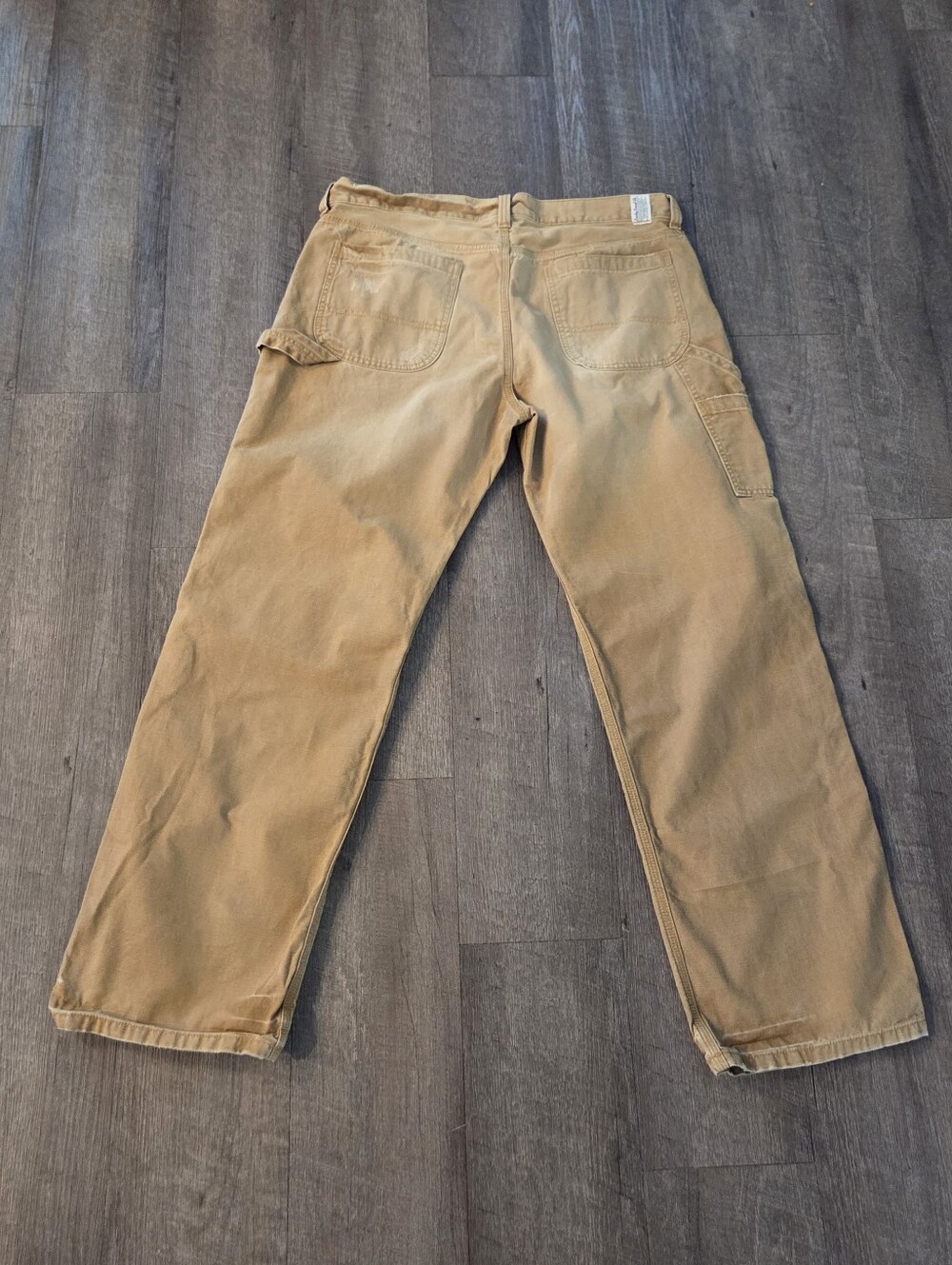 VTG 2010 Lucky Brand Canvas Carpenter Pants Mens [ 38x33] Golden Tan Reinforced